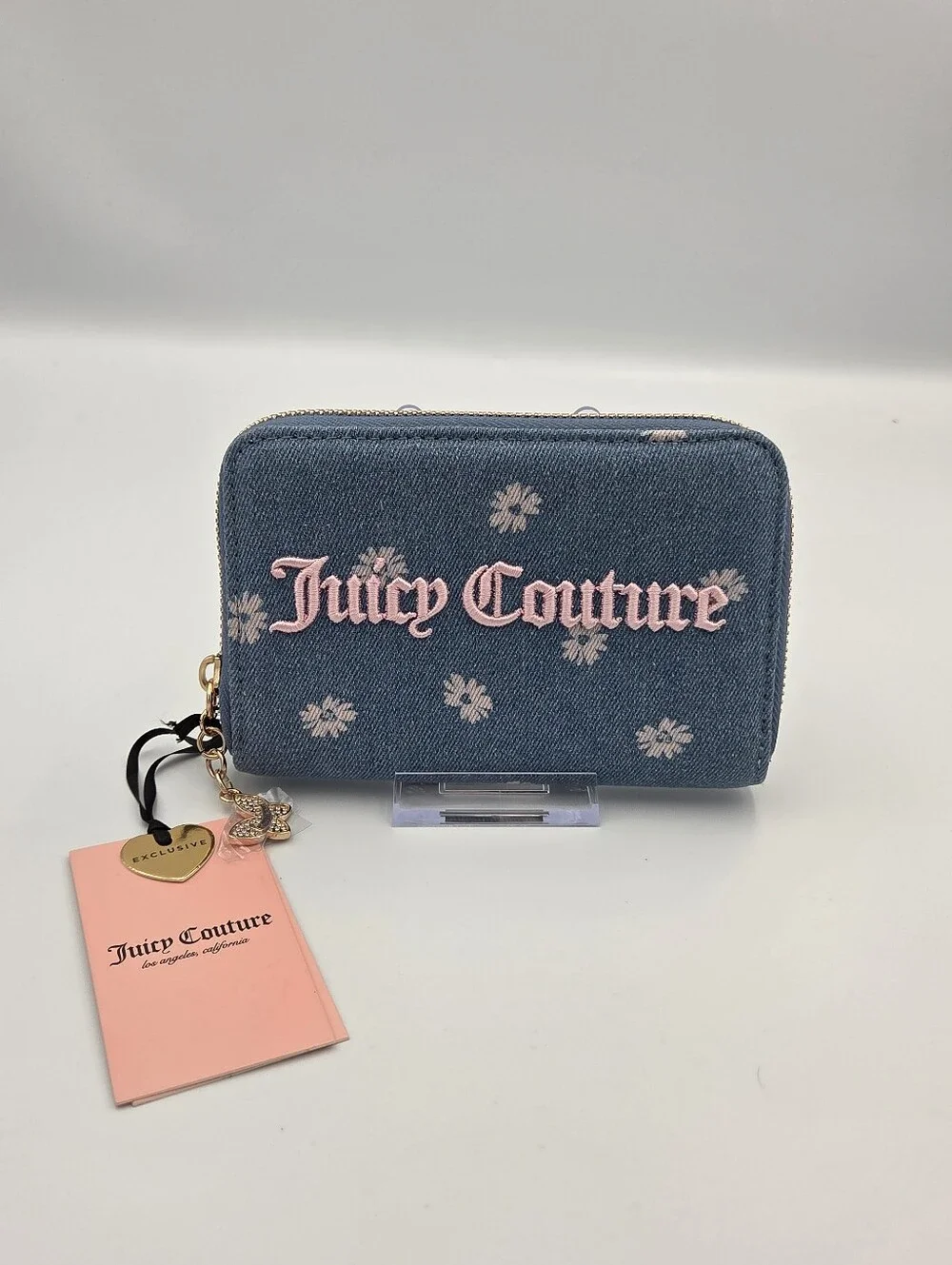 Juicy Couture Daisy Denim Zip Around Wallet Nwt